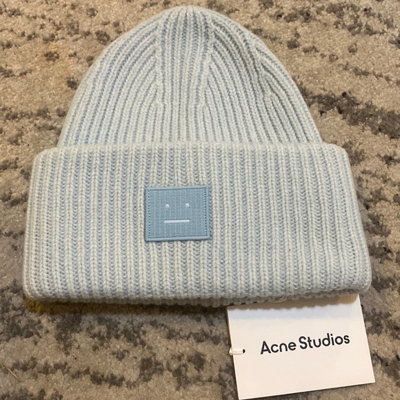 Acne Studio Pansy Face Rib Wool Beanie - Picture 1 of 4